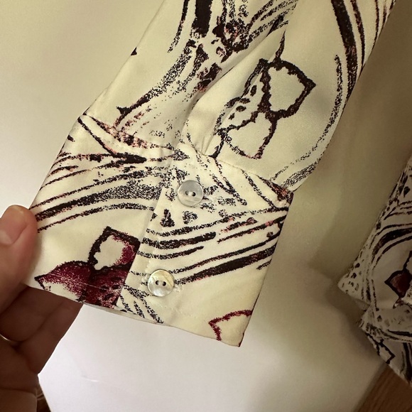 Melissa McCarthy blouse 1X, EUC button up 3/4 sleeves removable tie - Picture 4 of 9